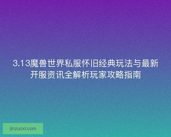 3.13魔兽世界私服怀旧经典玩法与最新开服资讯全解析玩家攻略指南